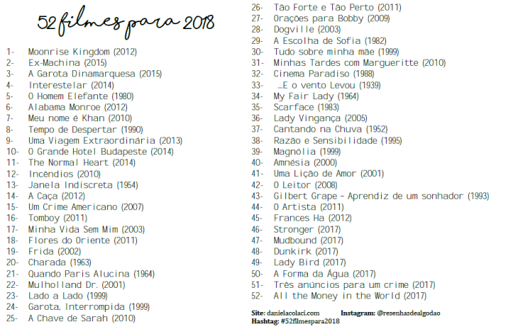 52 filmes para 2018